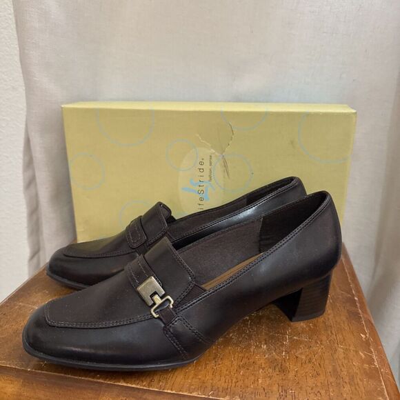 Lifestride 90s Y2K Brown Leather Lug Slip On Womens Mules Penny Loafer Bratz 7.5 - Picture 1 of 9